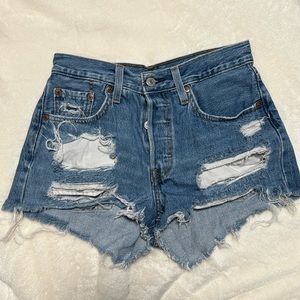Levi’s Distressed High Waisted Shorts